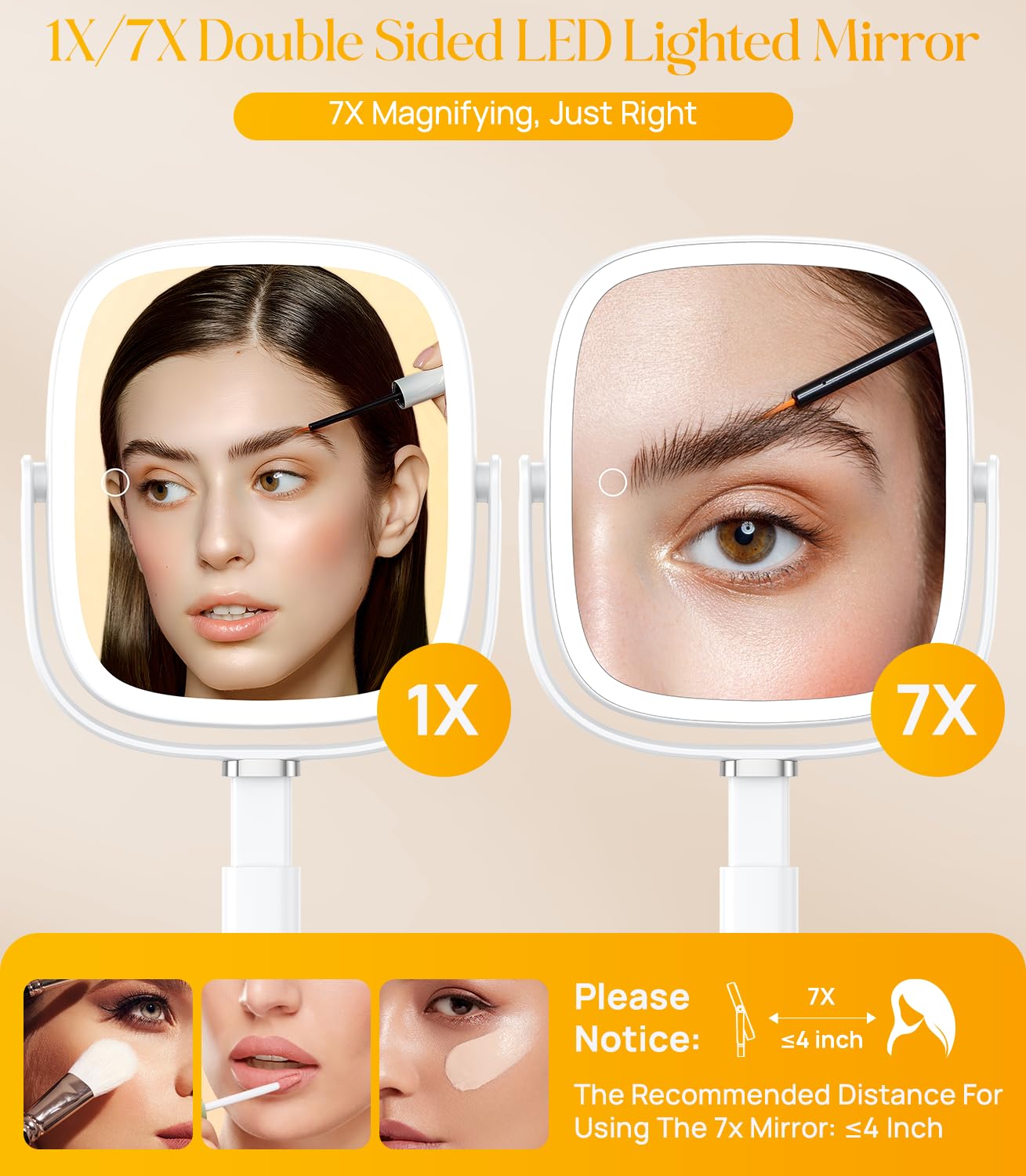 Gospire Rectangle Lighted Makeup Mirror rechargeable battery for cord-free operation.