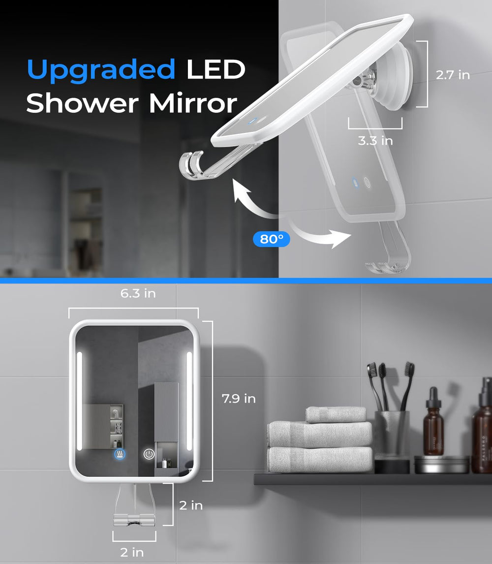 Gospire fogless mirror showing razor hanger for clutter-free grooming