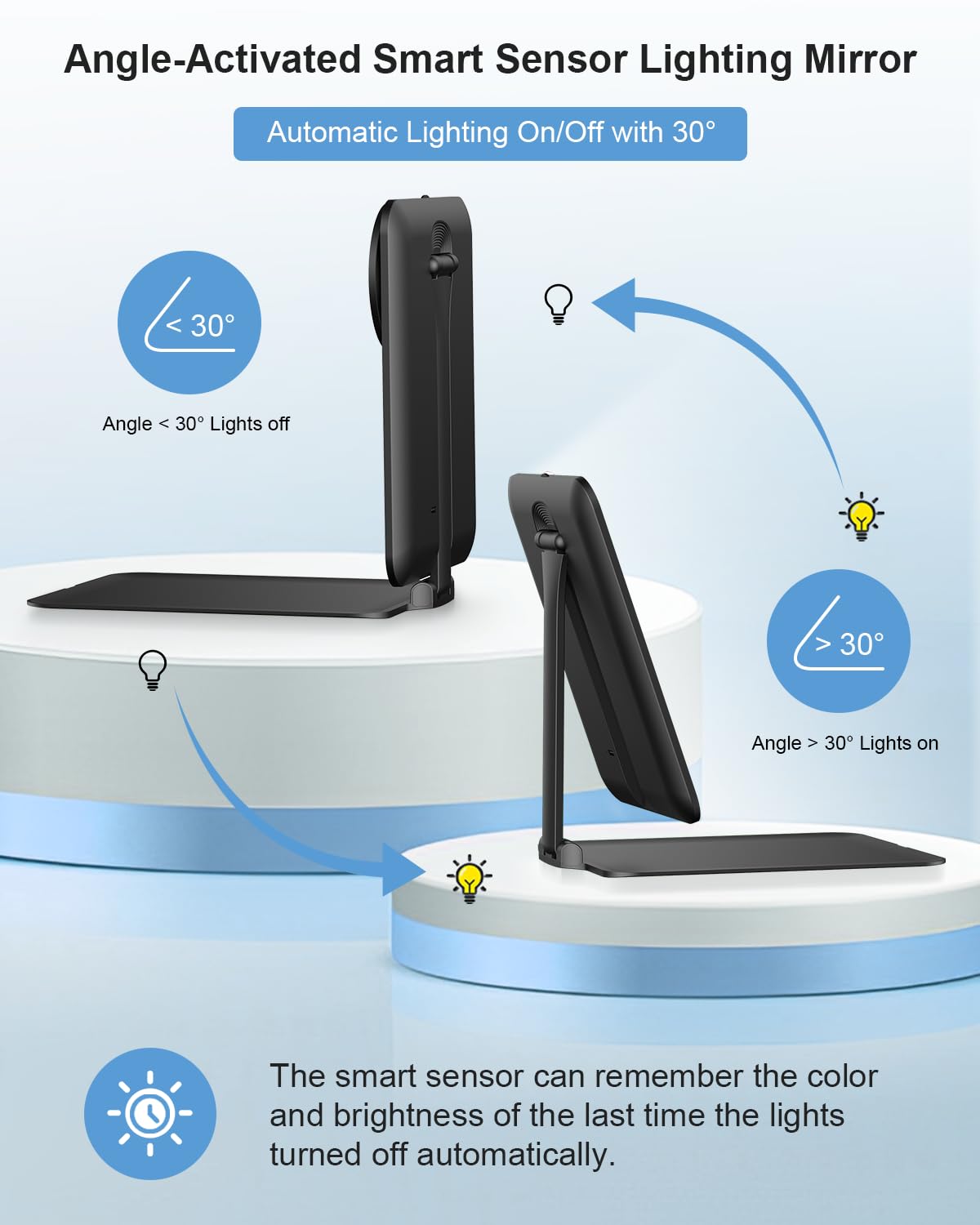 Gospire travel makeup mirror with 180-degree rotation for versatile viewing.