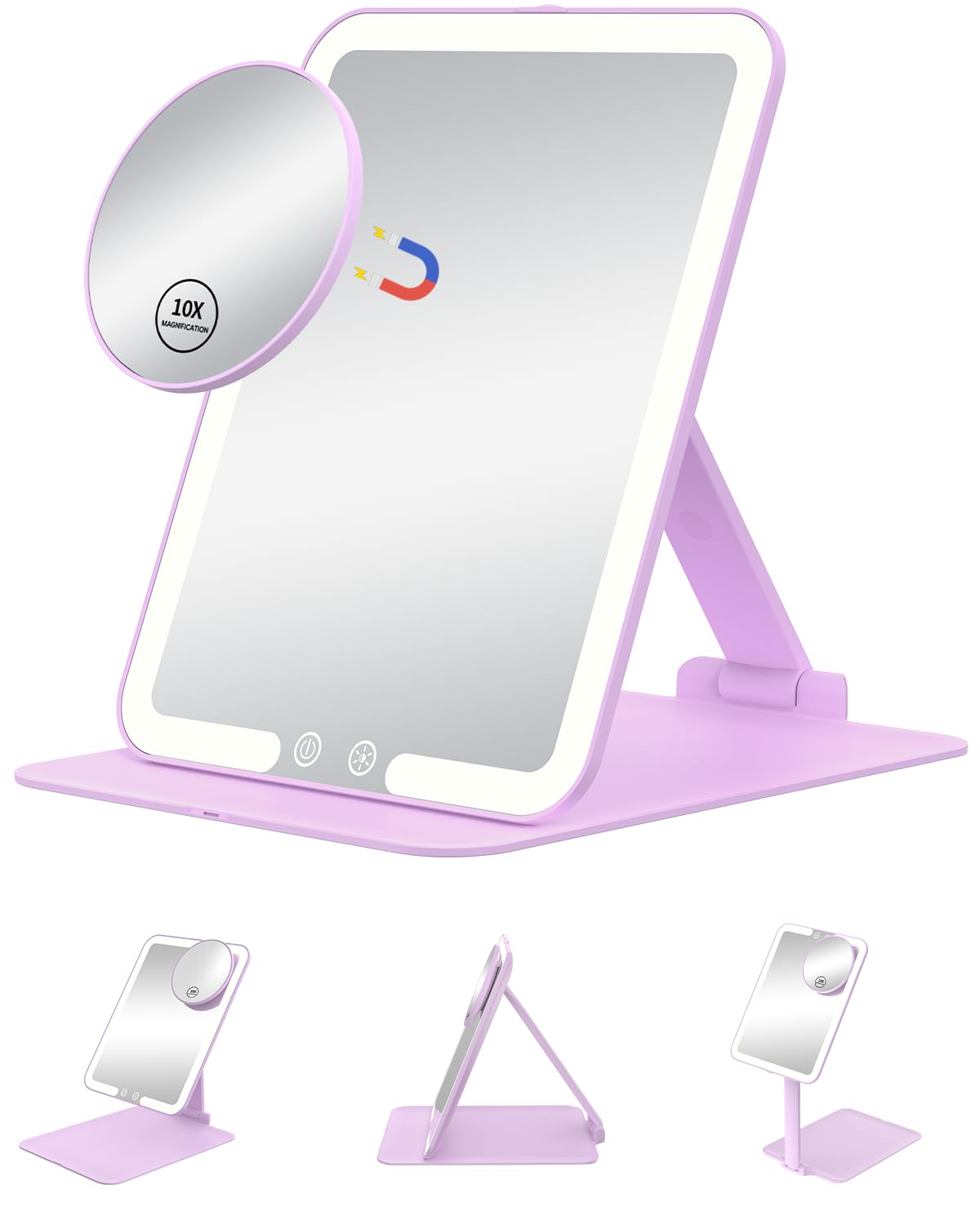 Gospire travel makeup mirror folded-compact shows portable travel use with easy packing in a velvet bag.