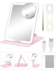 Gospire travel makeup mirror with lights shows adjustable angle for precise on-the-go makeup.