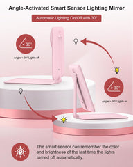 Gospire travel makeup mirror three-color lighting aids skin-tone routines in various environments.