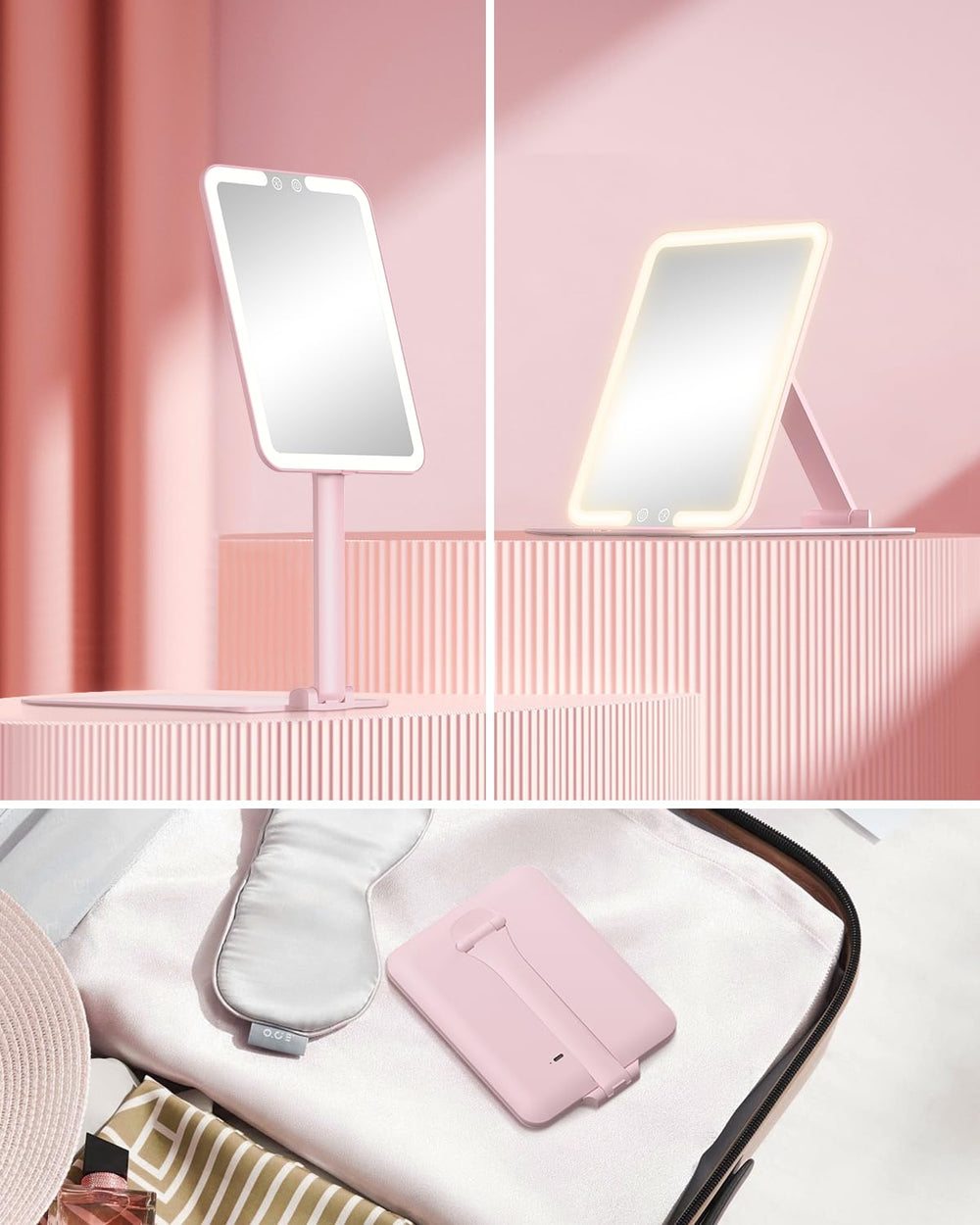Gospire travel makeup mirror velvet storage bag protects the compact mirror in luggage.
