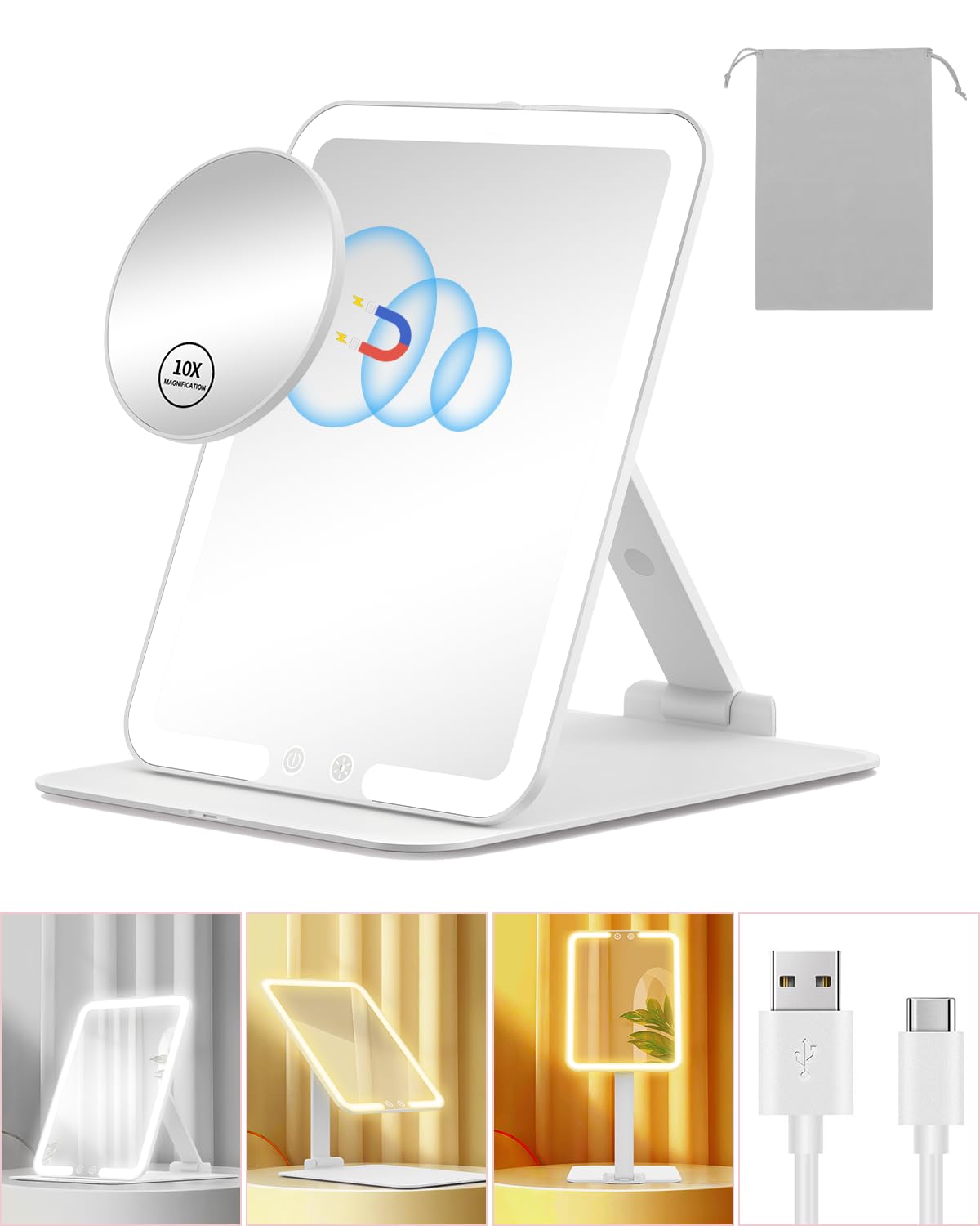 Gospire travel mirror folded-compact for luggage-ready portability and quick setup.