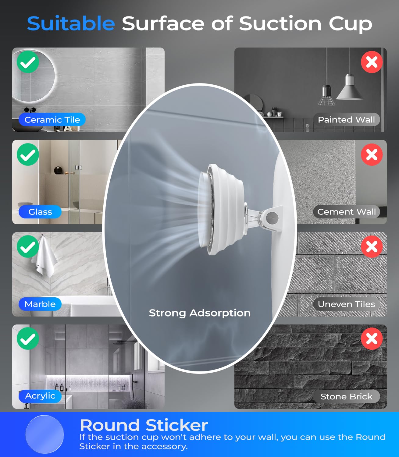 Gospire waterproof shower mirror suitable for use in a wet bathroom