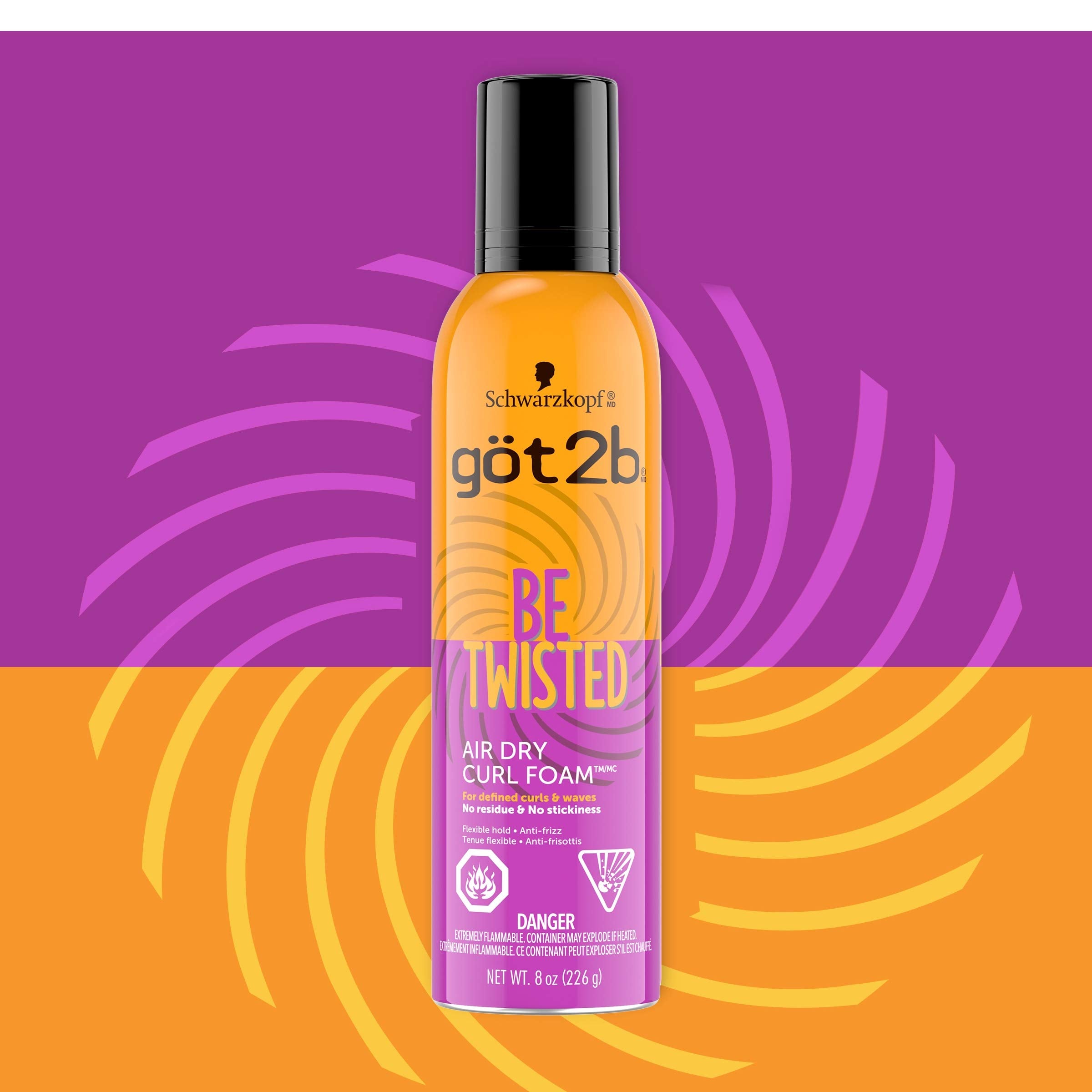 Got2b Be Twisted Air Dry Curl Foam bottle with curl-ready volumized hair