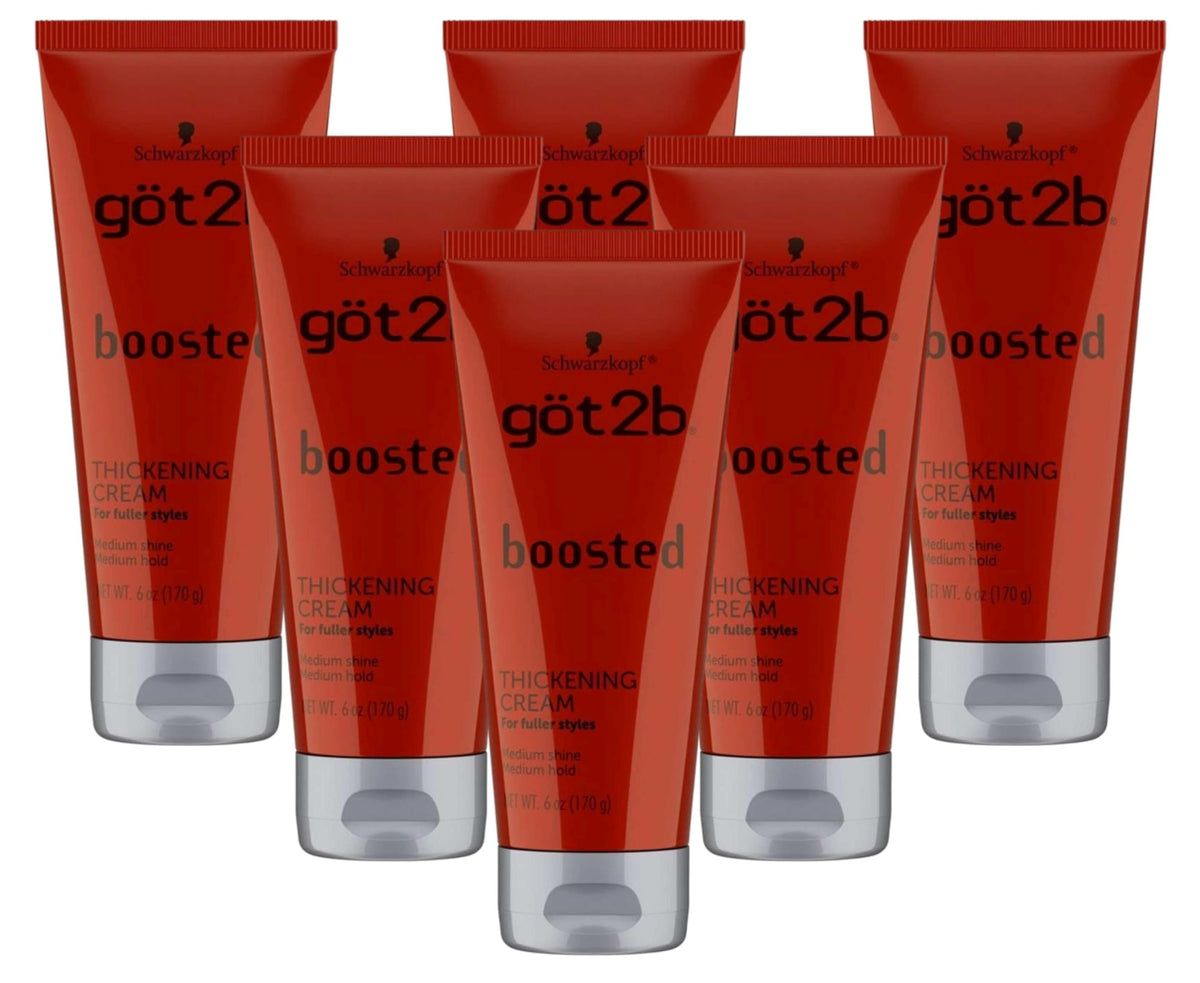 Got2B Boosted thickening cream tube in a 6 oz pack for fuller styles.