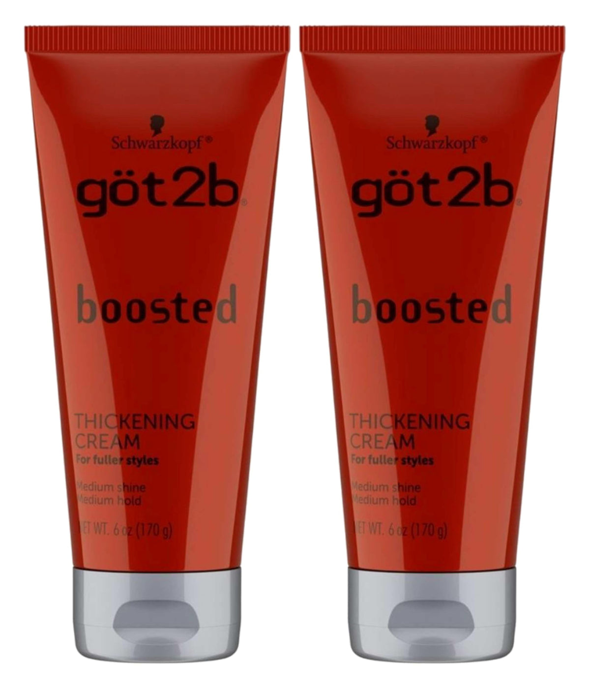 Got2B Boosted Thickening Cream tube front for fuller hair styling