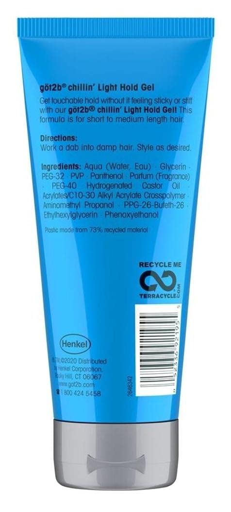 Got2B Chillin Gel Light Hold two-pack displayed with styling tools for quick slick looks