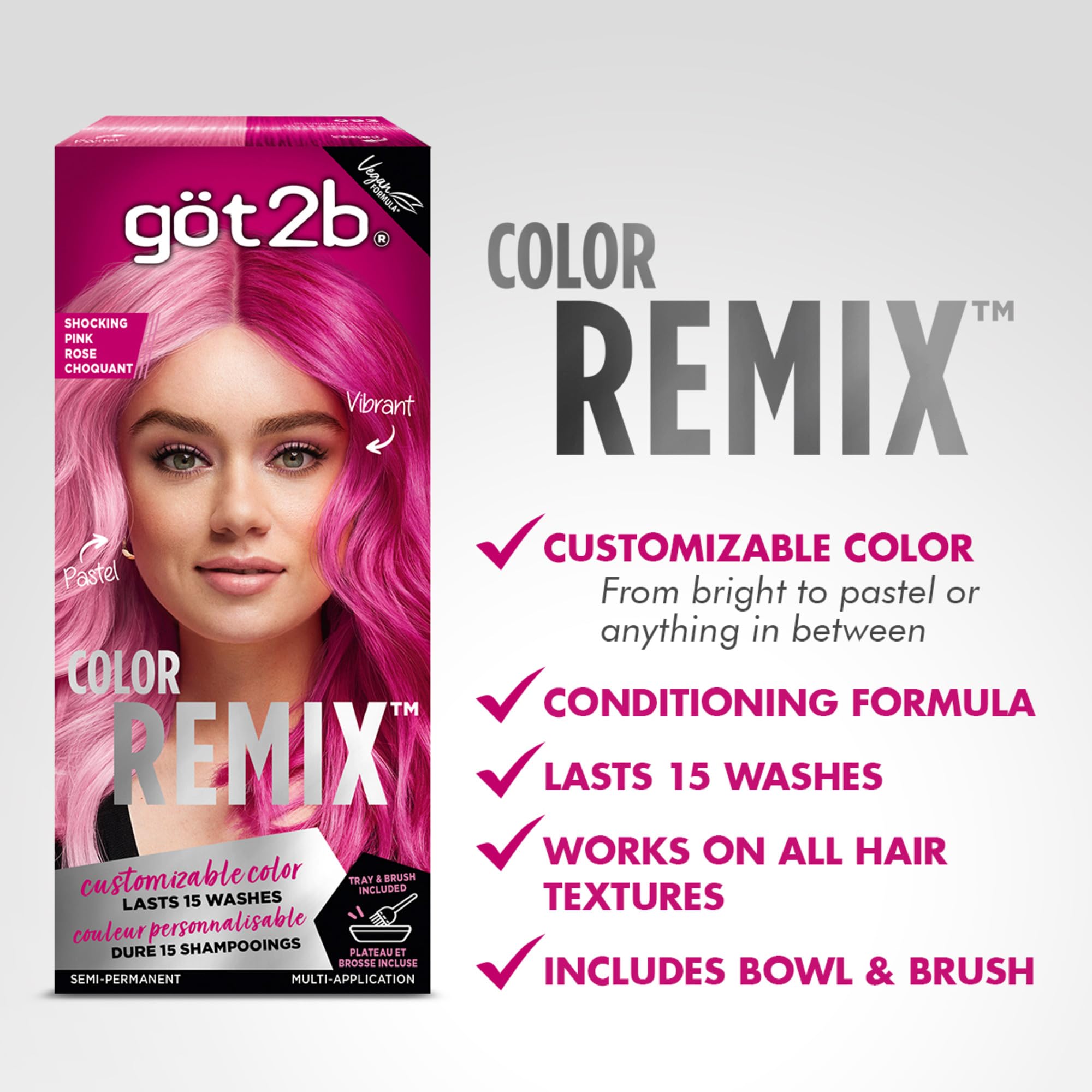 Got2b Color Remix pastelizer blend with conditioner for soft pastel shades.
