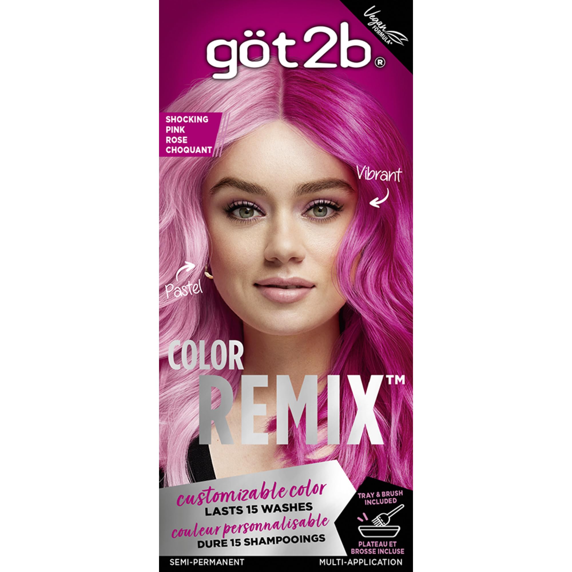 Got2b Color Remix Shocking Pink cream application for bold at-home color results.