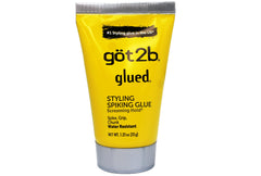 got2b Glued Styling Spiking Glue bottle closeup shows ultra-strong hold for spikes