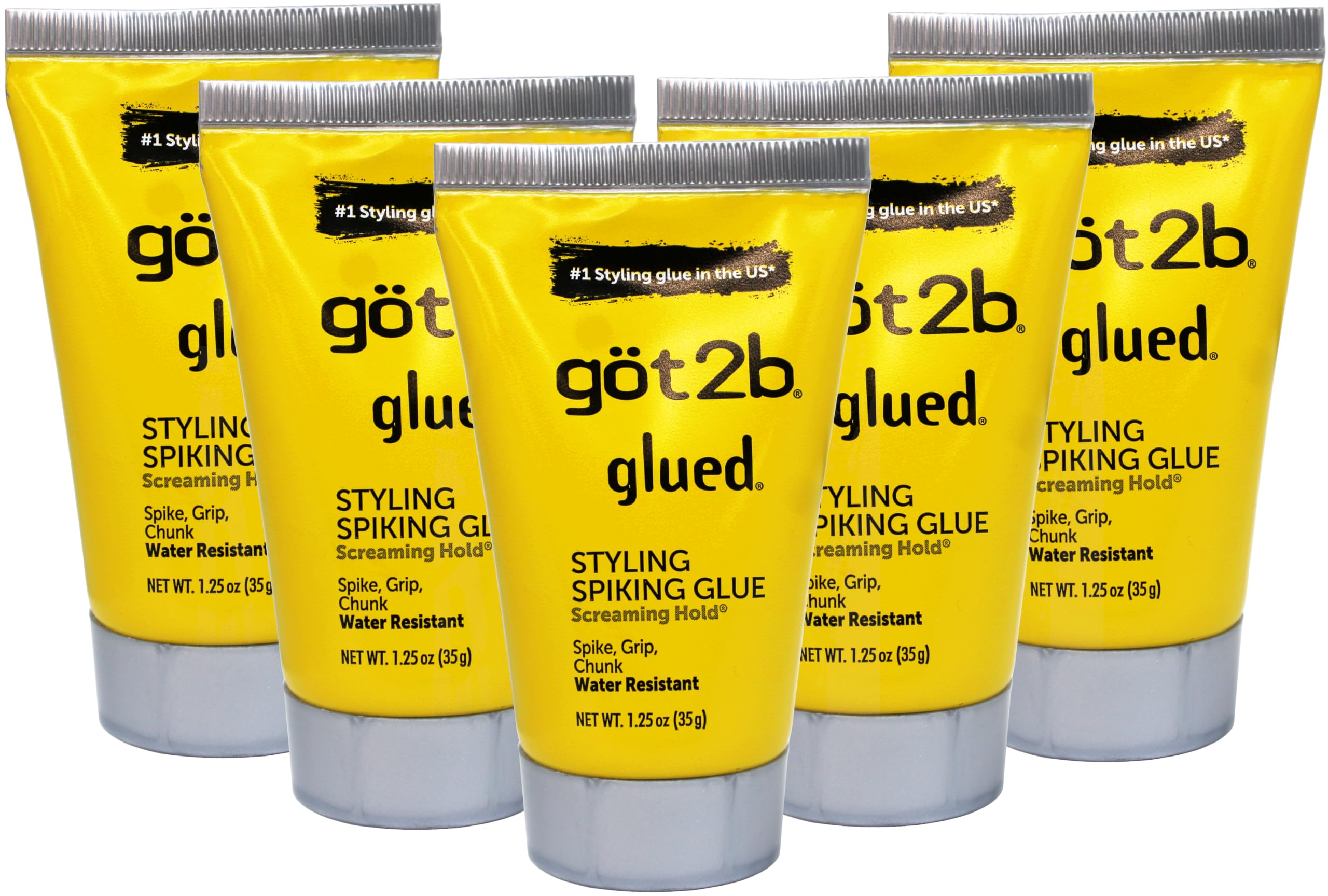Got2B Glued Styling Spiking Glue bottle shows ultra hold for bold spikes and defined texture.