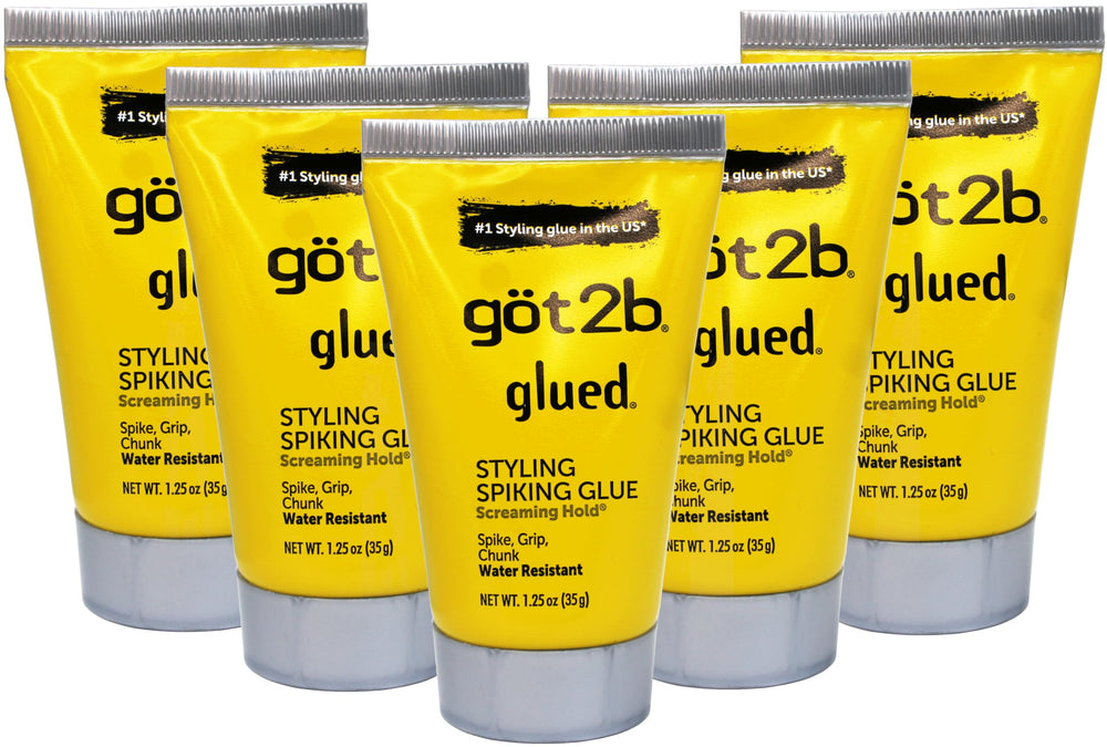 Got2B Glued Styling Spiking Glue bottle shows ultra hold for bold spikes and defined texture.