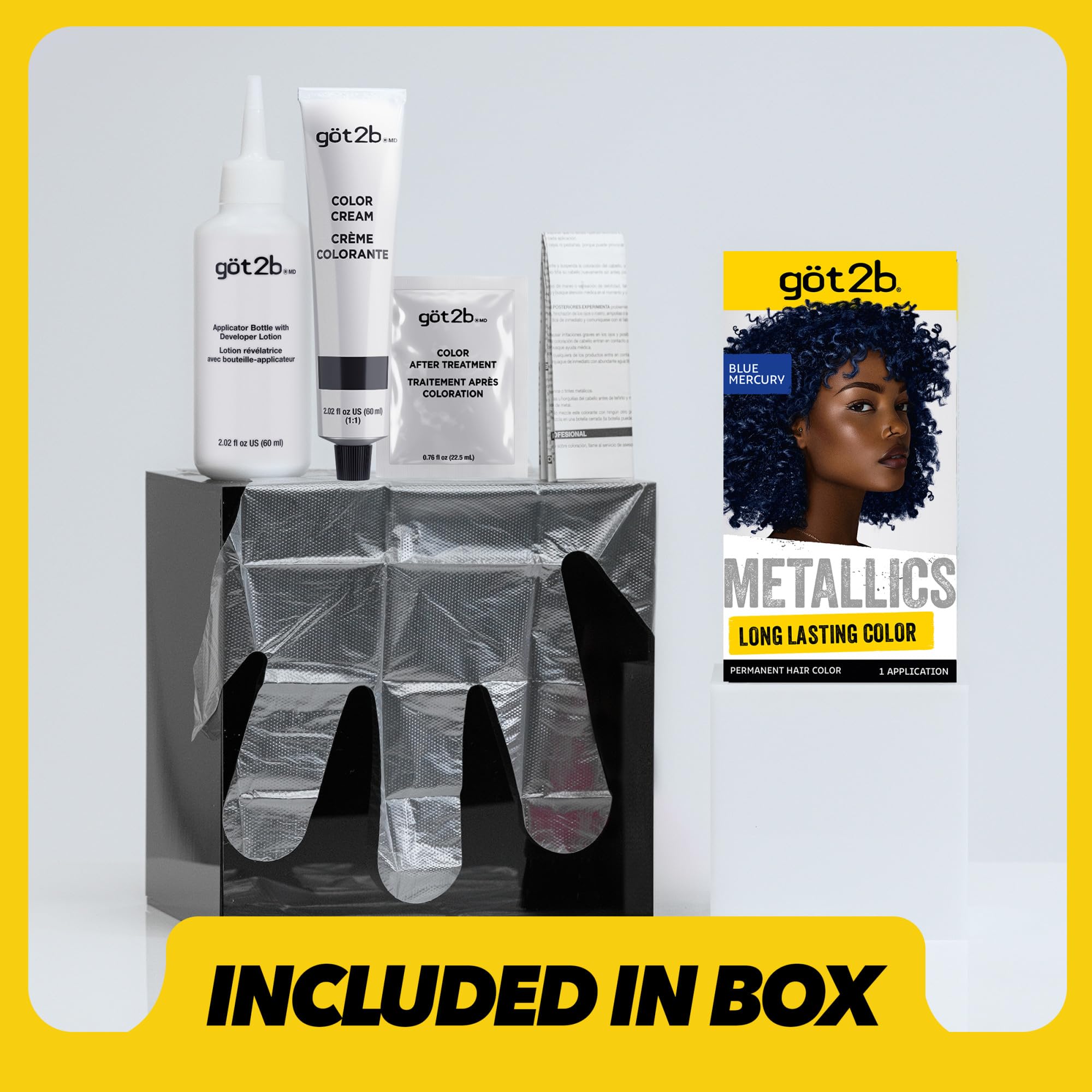 got2b Metallics Blue Mercury M67 dye box front showcasing complete kit contents