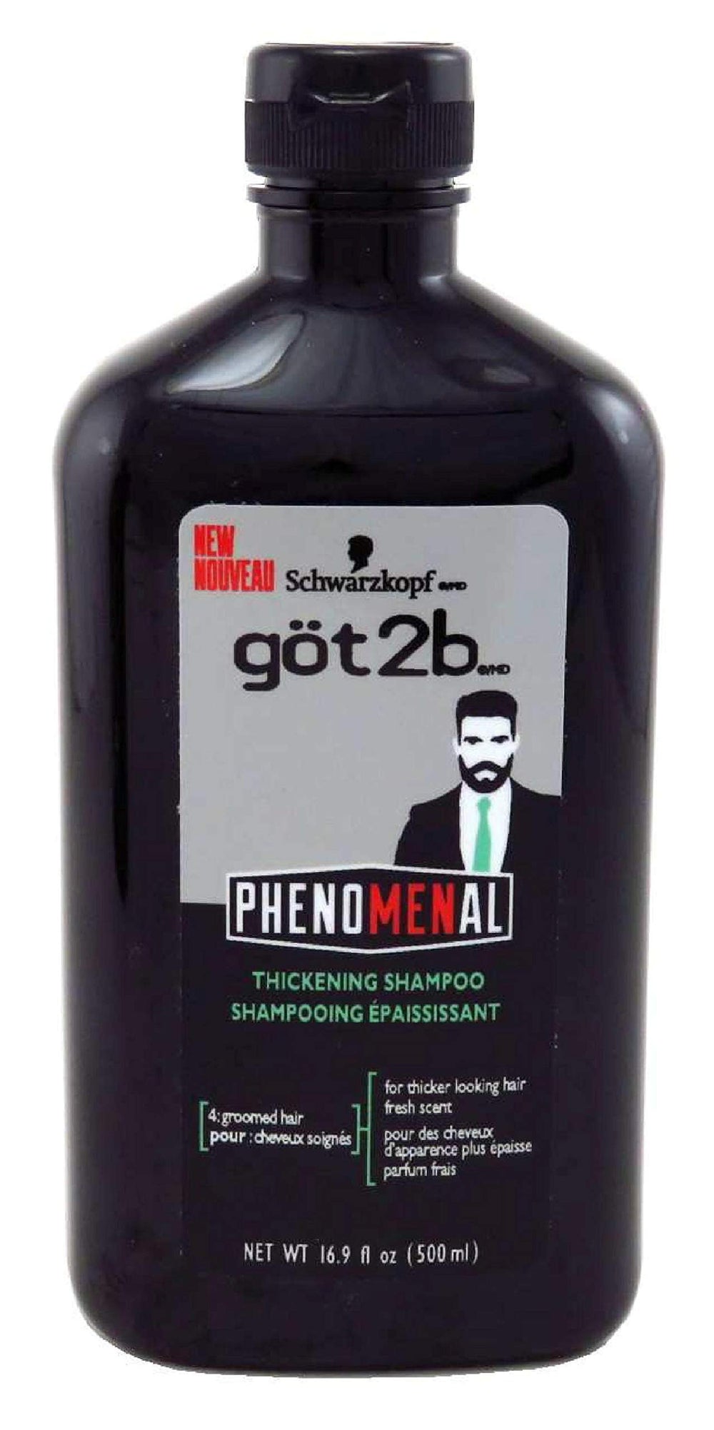Got2B Phenomenal 2-in-1 thickening shampoo bottle promises fuller-looking hair and fresh scent.
