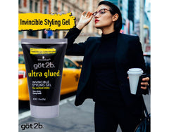 Got2B Ultra Glued Invincible Styling Gel hands applying for quick, controlled styling