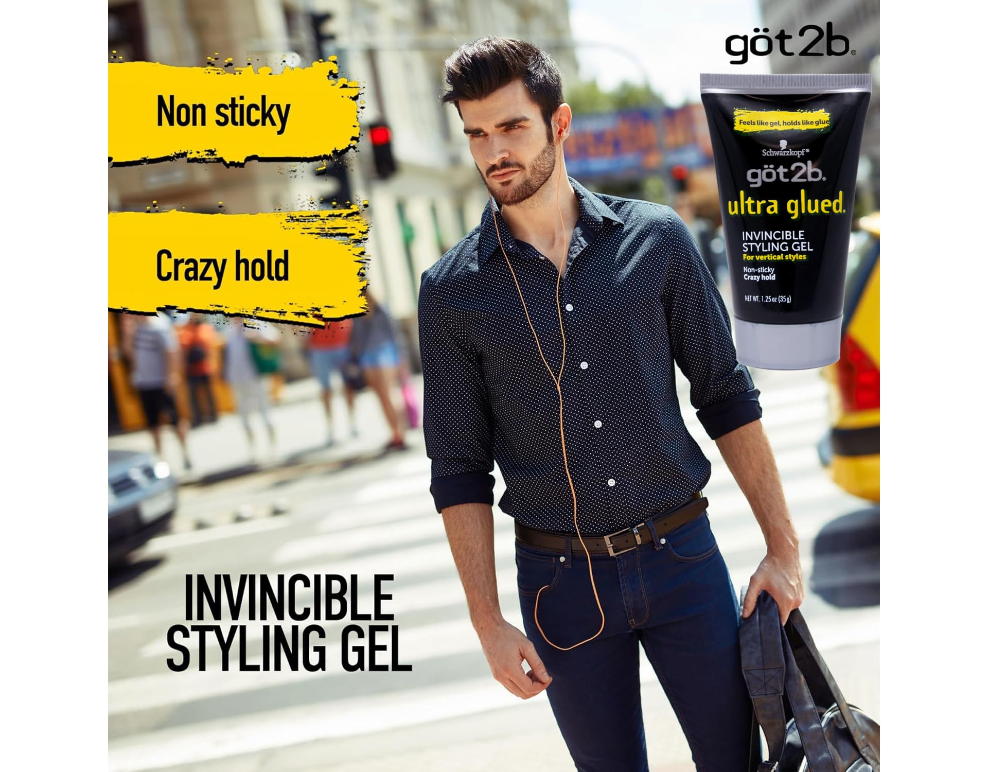 Got2B Ultra Glued Invincible Styling Gel texture close-up showing clear gel for strong grip