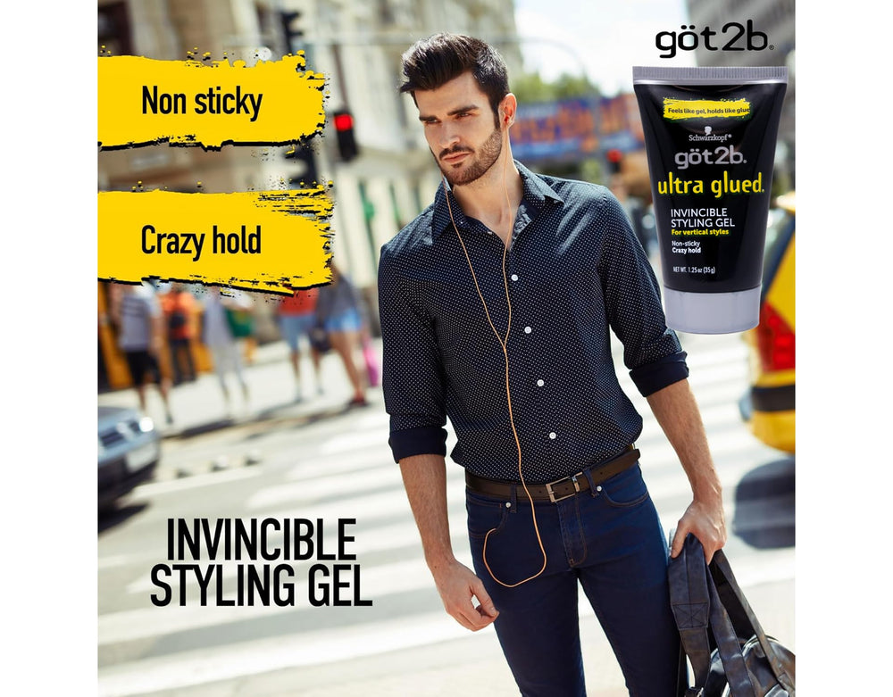 Got2B Ultra Glued Invincible Styling Gel texture close-up showing clear gel for strong grip