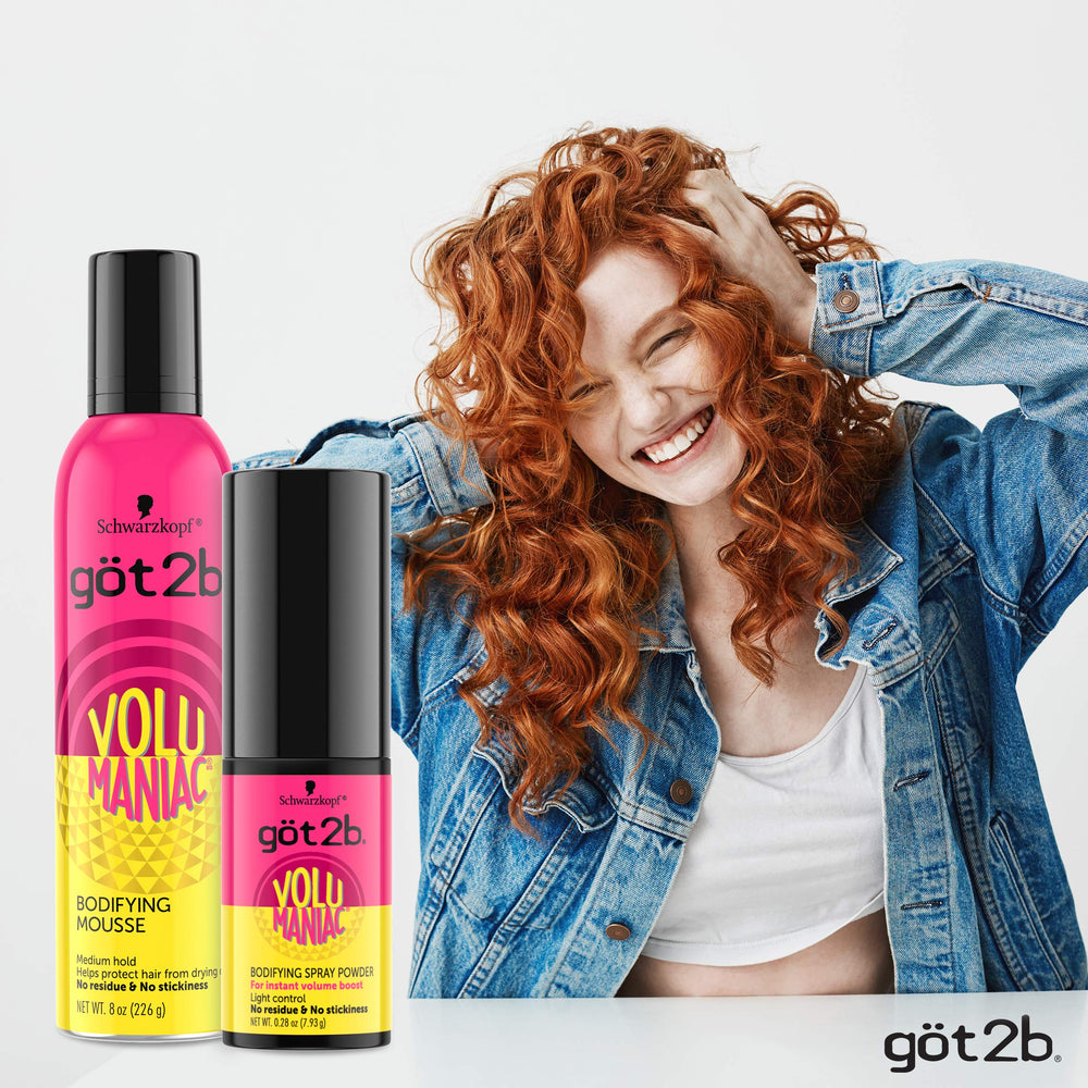 Got2B Volumaniac Dry-Hair Application reveals quick, non-sticky styling in real life.