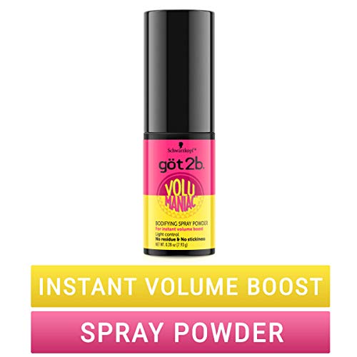 Got2B Volumaniac Spray Powder texture closeup highlights a light, gravity-defying powder formula.