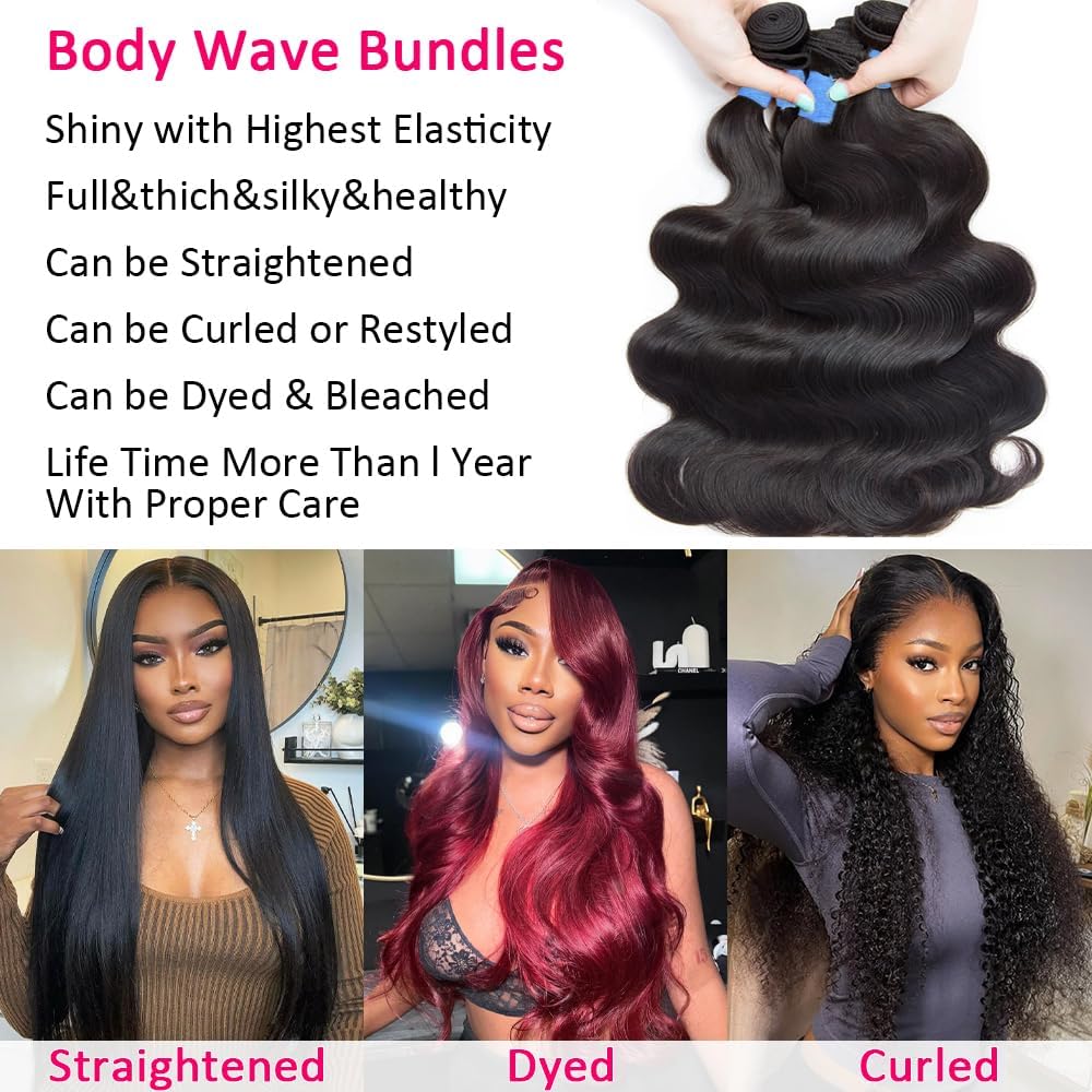 Gotcosy 14A body wave bundles 24-inch length for dramatic waves and long-lasting wear.