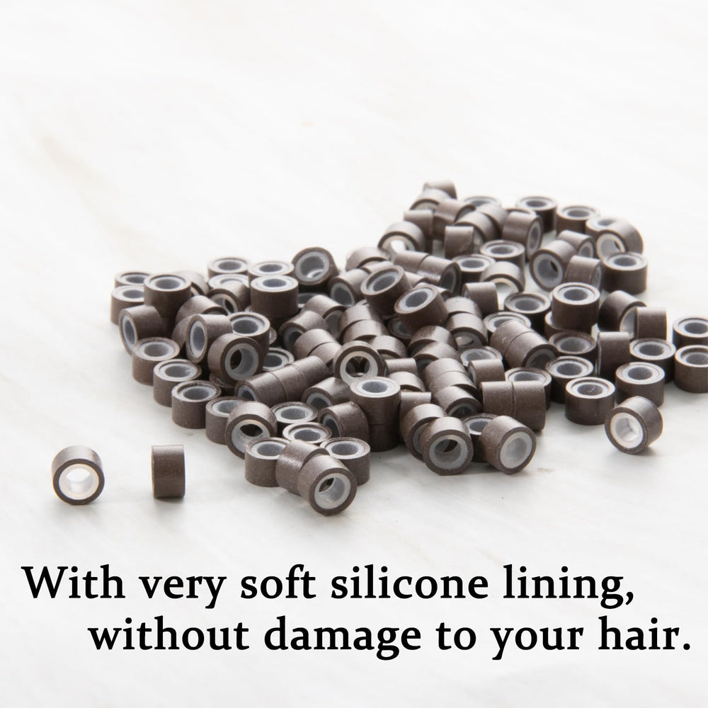 GOTDYA hair tinsel beads closeup shows silicone-lined details for gentle installation.