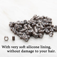 GOTDYA hair tinsel beads closeup shows silicone-lined details for gentle installation.