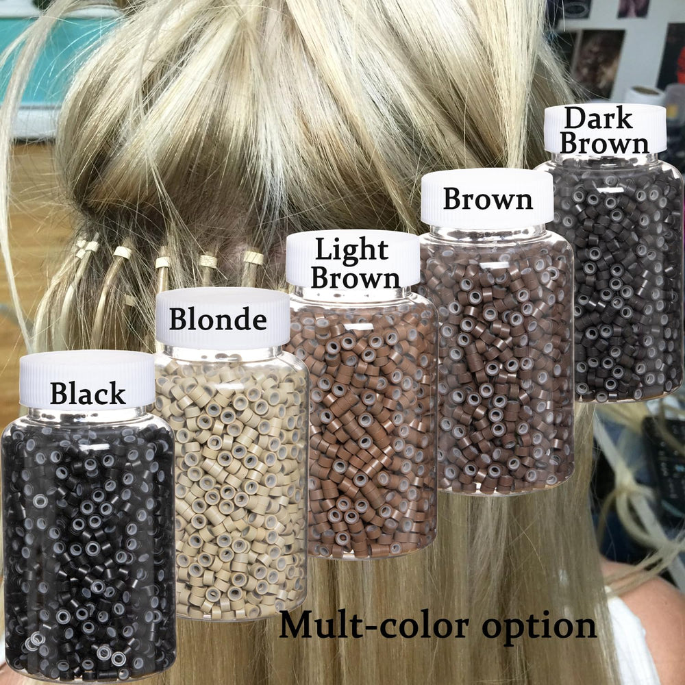 GOTDYA beads for hair tinsel extensions with discreet black finish.