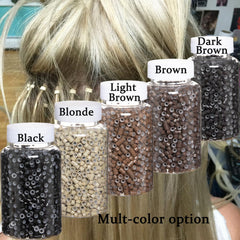 GOTDYA beads for hair tinsel extensions with discreet black finish.