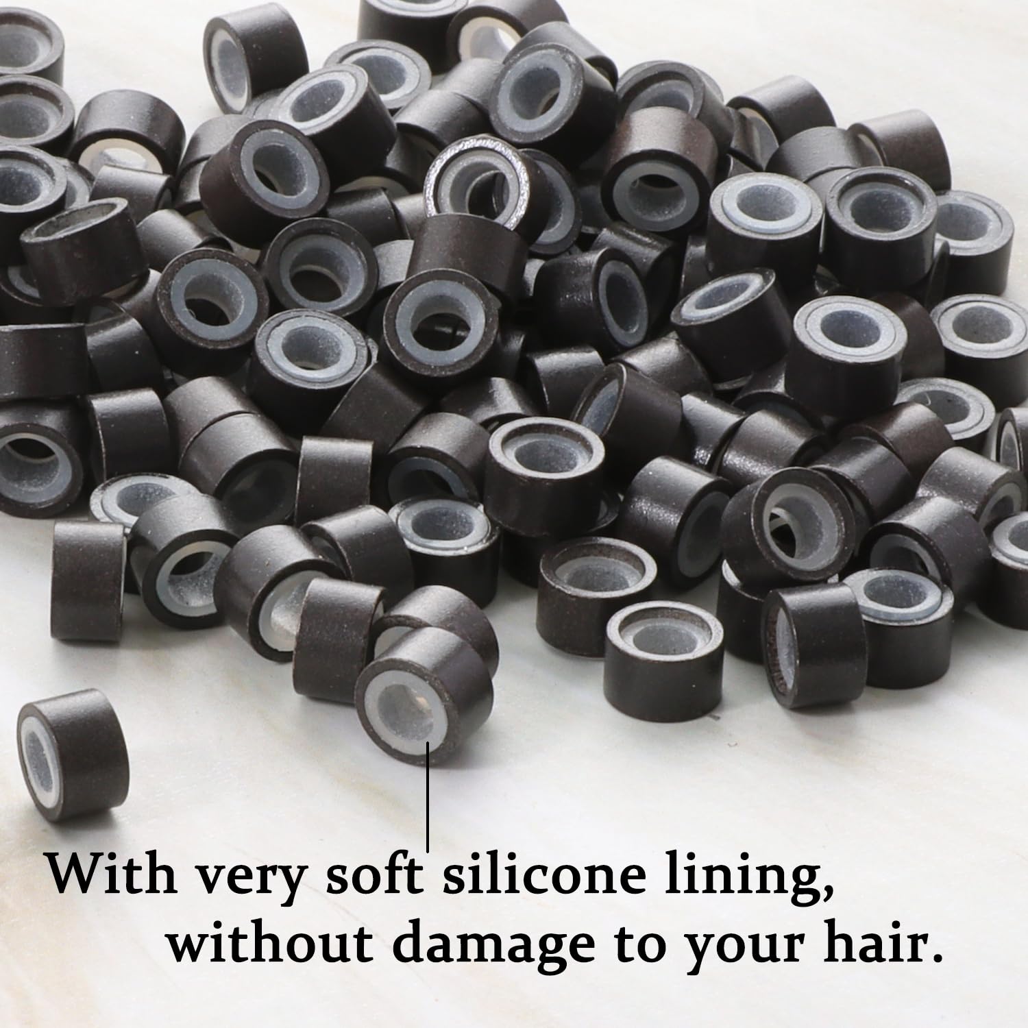 GOTDYA silicone lined micro rings closeup highlighting comfort during application