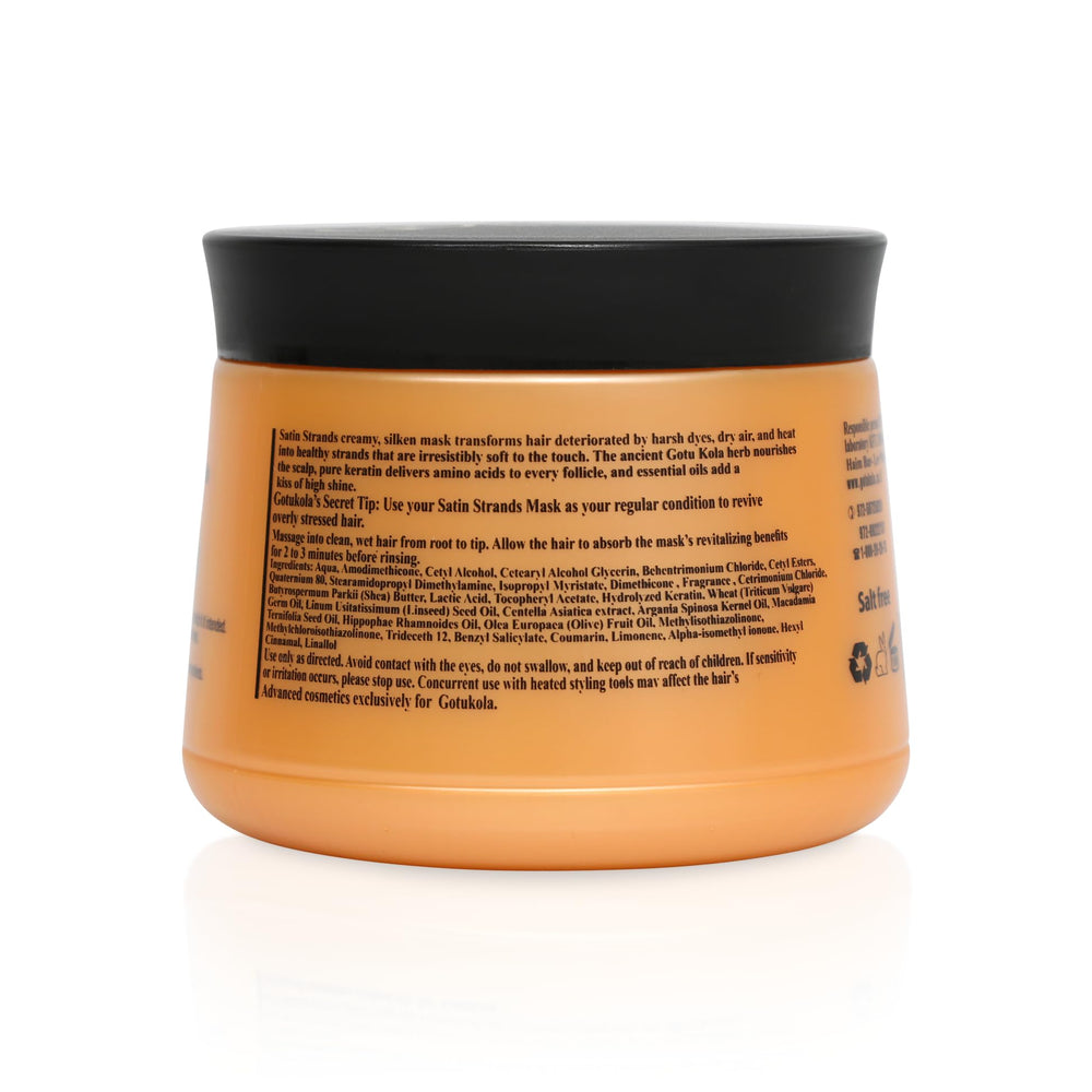 Gotukola Keratin Hair Mask frizz-control visual illustrating tame flyaways for sleek hair.