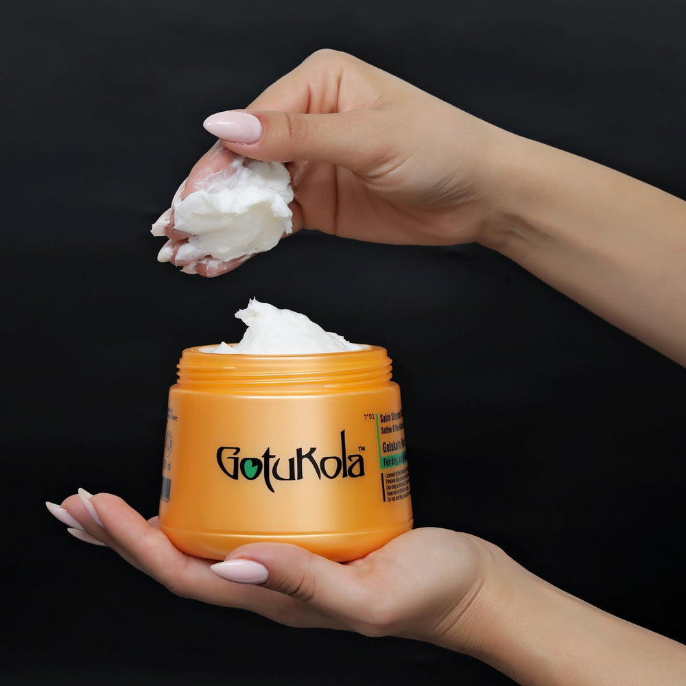 Gotukola Hair Mask ingredients coconut oil and shea butter for deep nourishing hydration.