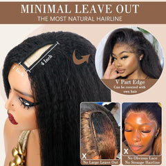 Goulus V-part wig clip system close-up shows secure fit.