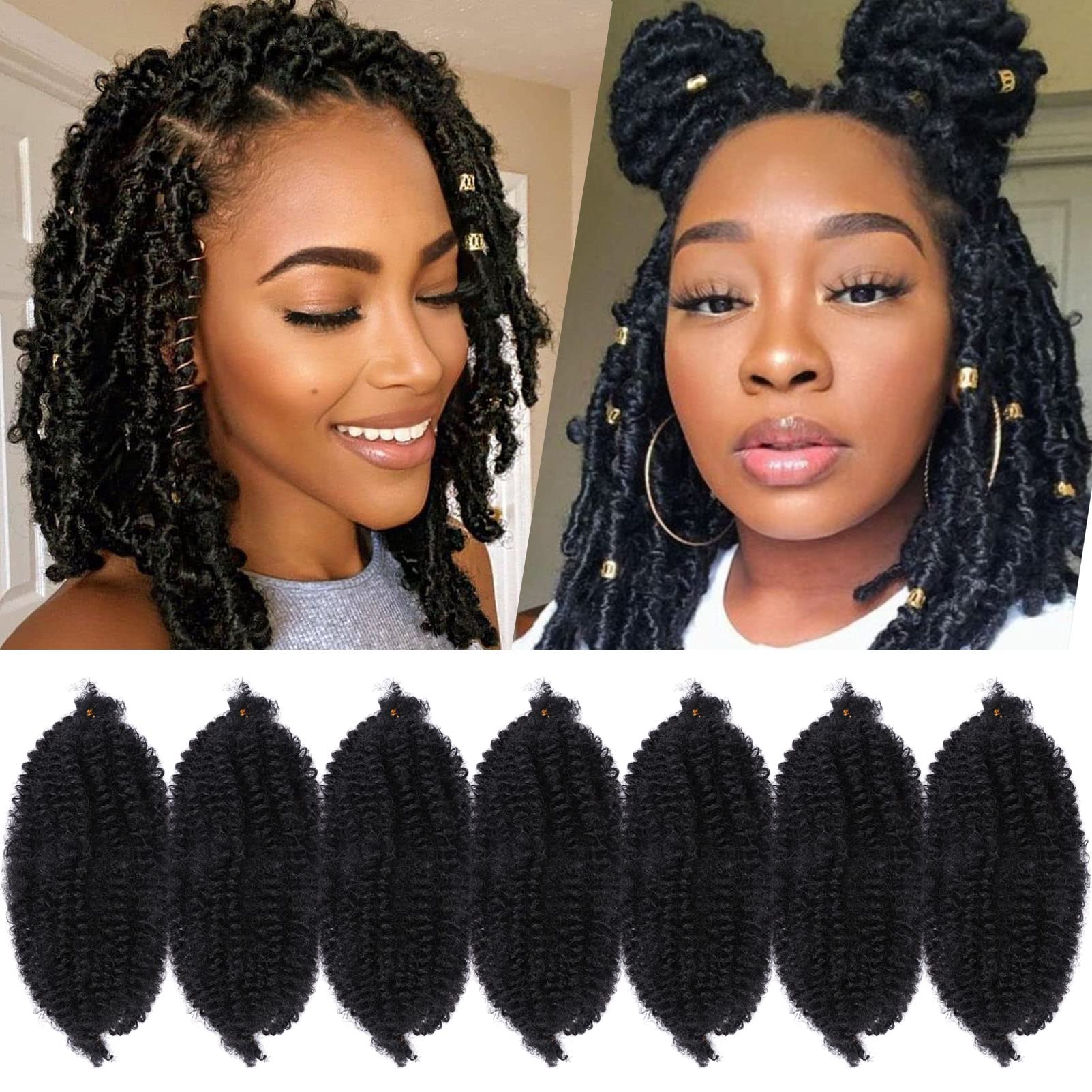 GOWIT Marley Hair 10inch black 7 packs ready for full-head installation and styling.