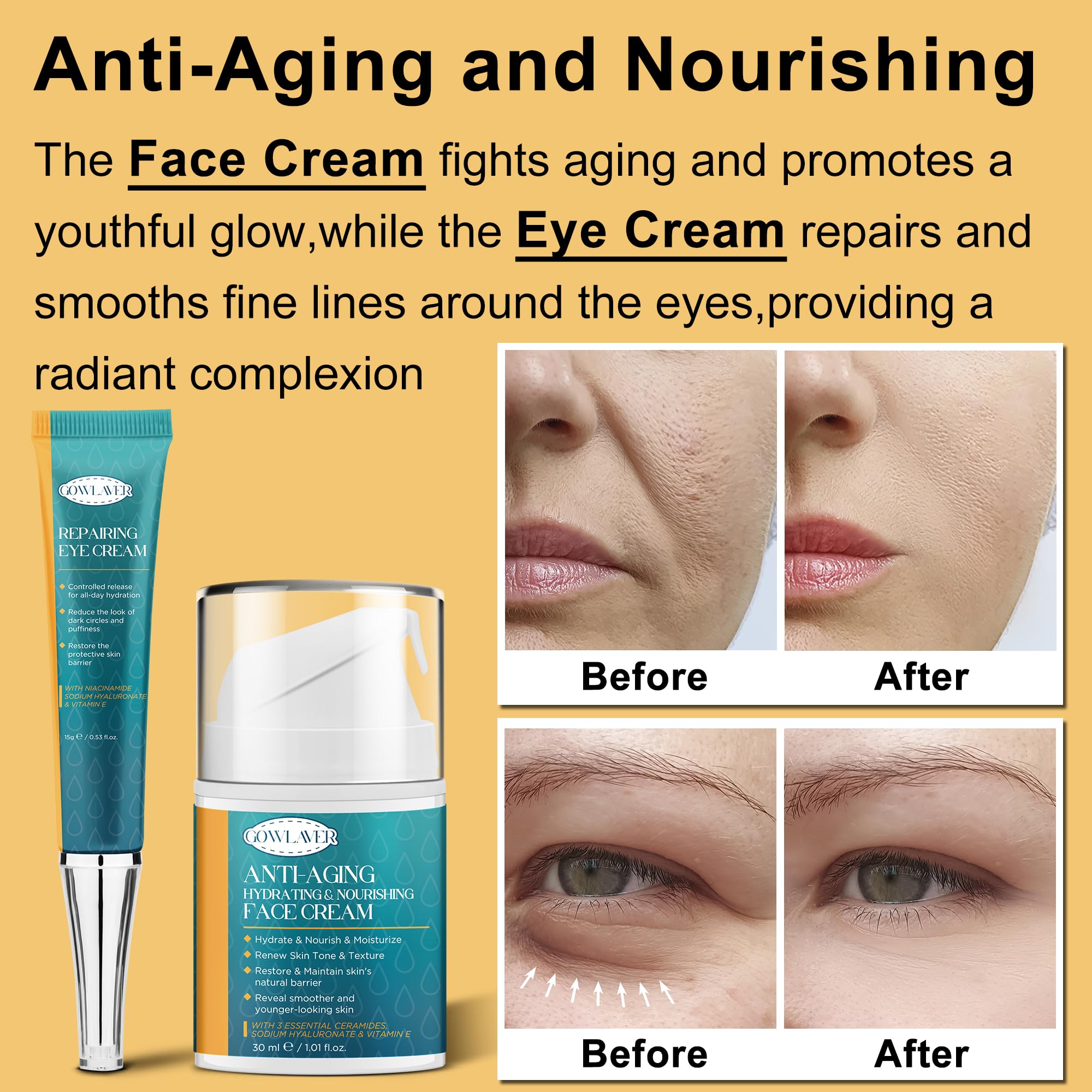 GOWLAVER crema facial hidratante: textura ligera para piel suave y nutrida.