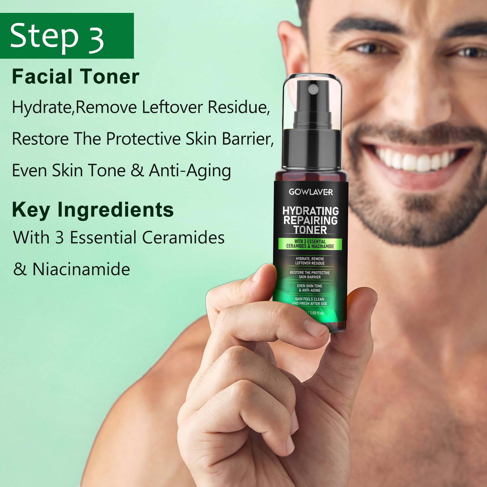 GOWLAVER men's scrub beads illustrating exfoliation and smoother texture.