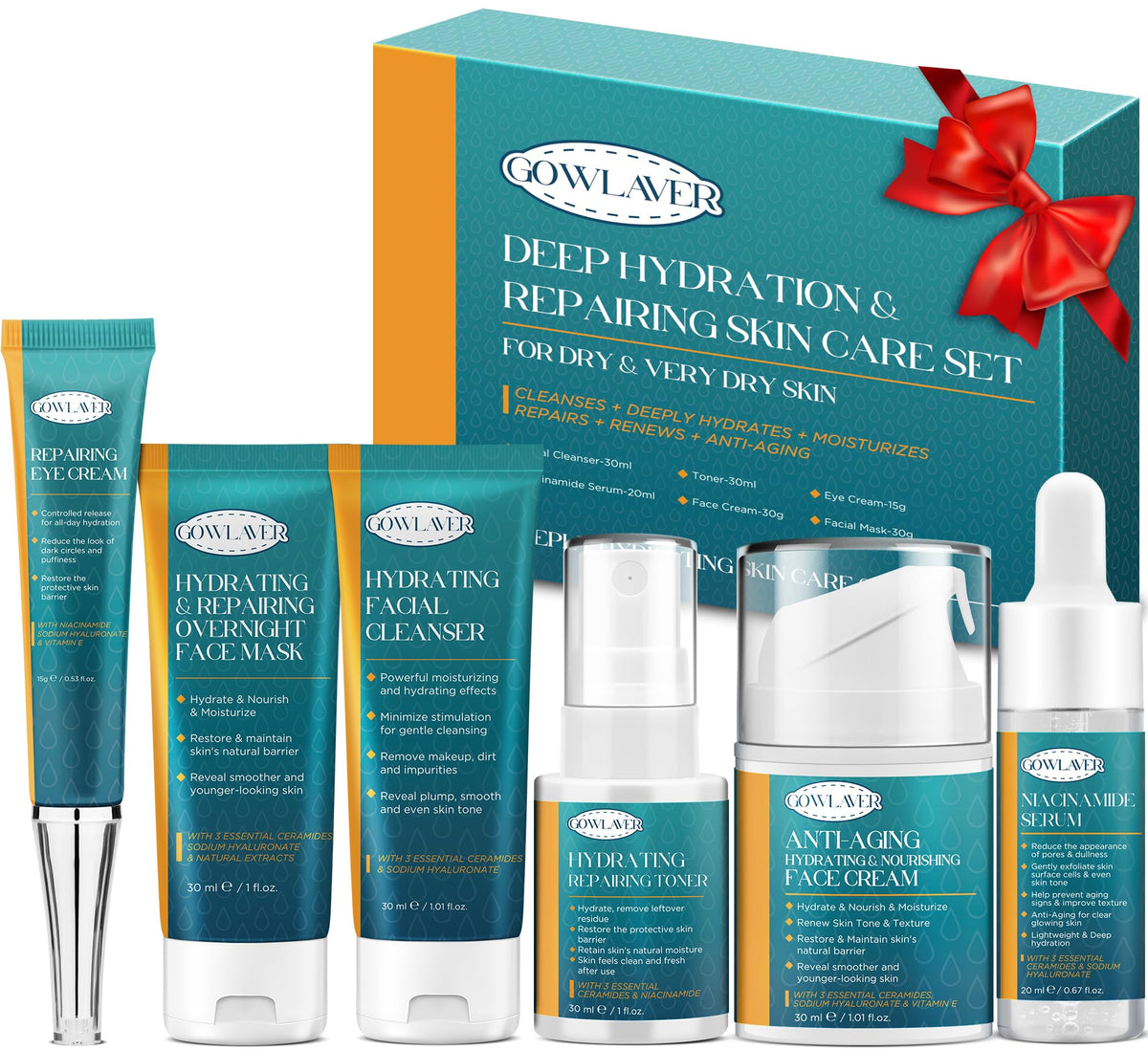 GOWLAVER Skin Care Set facial cleanser image—gentle cleanse leaves skin refreshed.