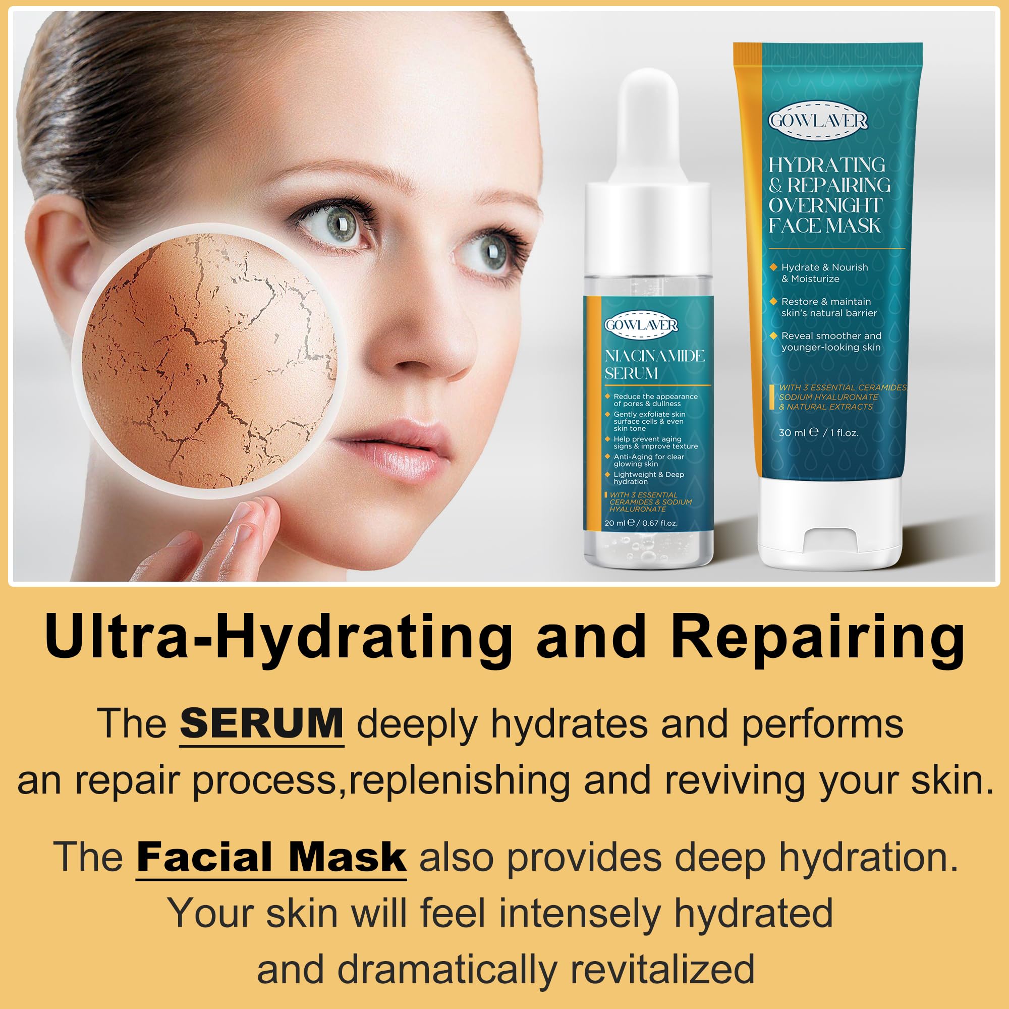 GOWLAVER Niacinamide Serum image—deep hydration and improved skin tone.