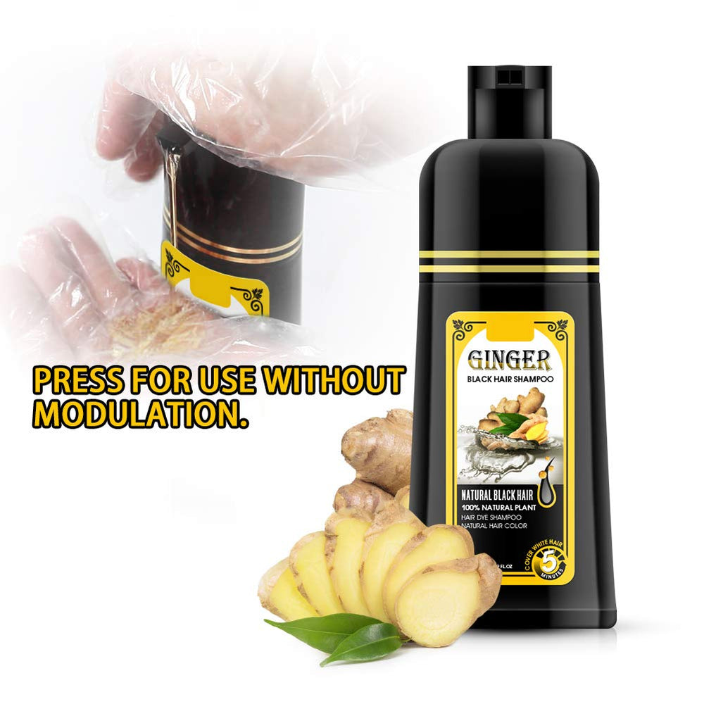 Gowwim Ginger Black Shampoo close-up highlights ginger fragrance and natural ingredients