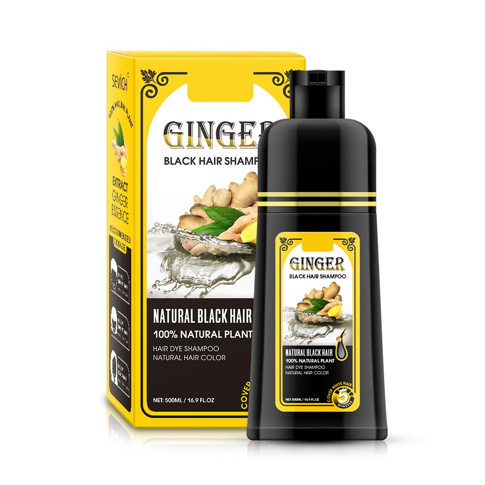 Gowwim Ginger Black Shampoo bottle displays quick five-minute color capability for home use