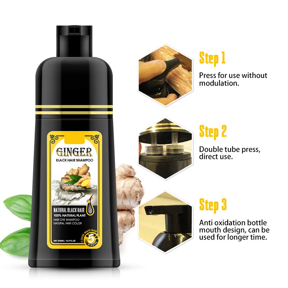 Gowwim Ginger Black Shampoo application on wet hair before dye development