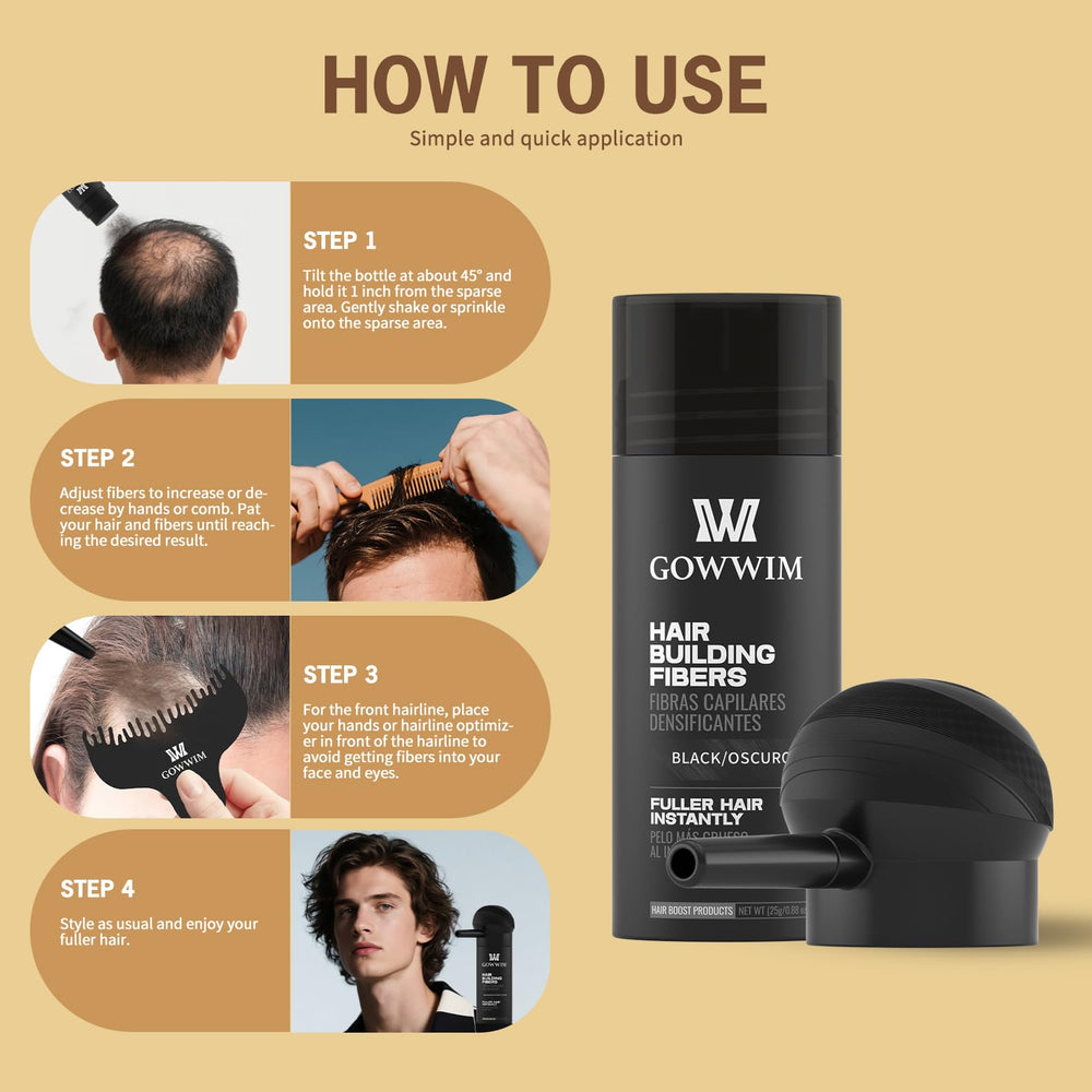 gowwim hair fibers easy-touch-up-no-mess enables quick improvements.