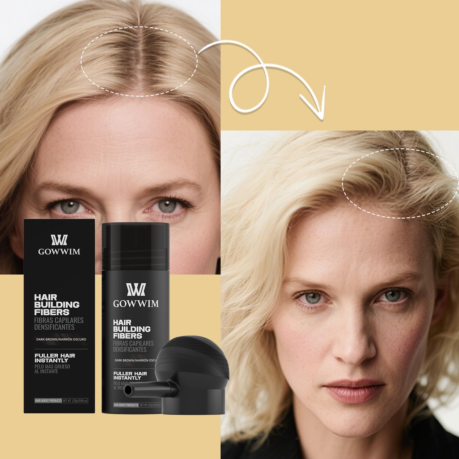gowwim hair fibers for-women-and-men suit any thinning-hair style.