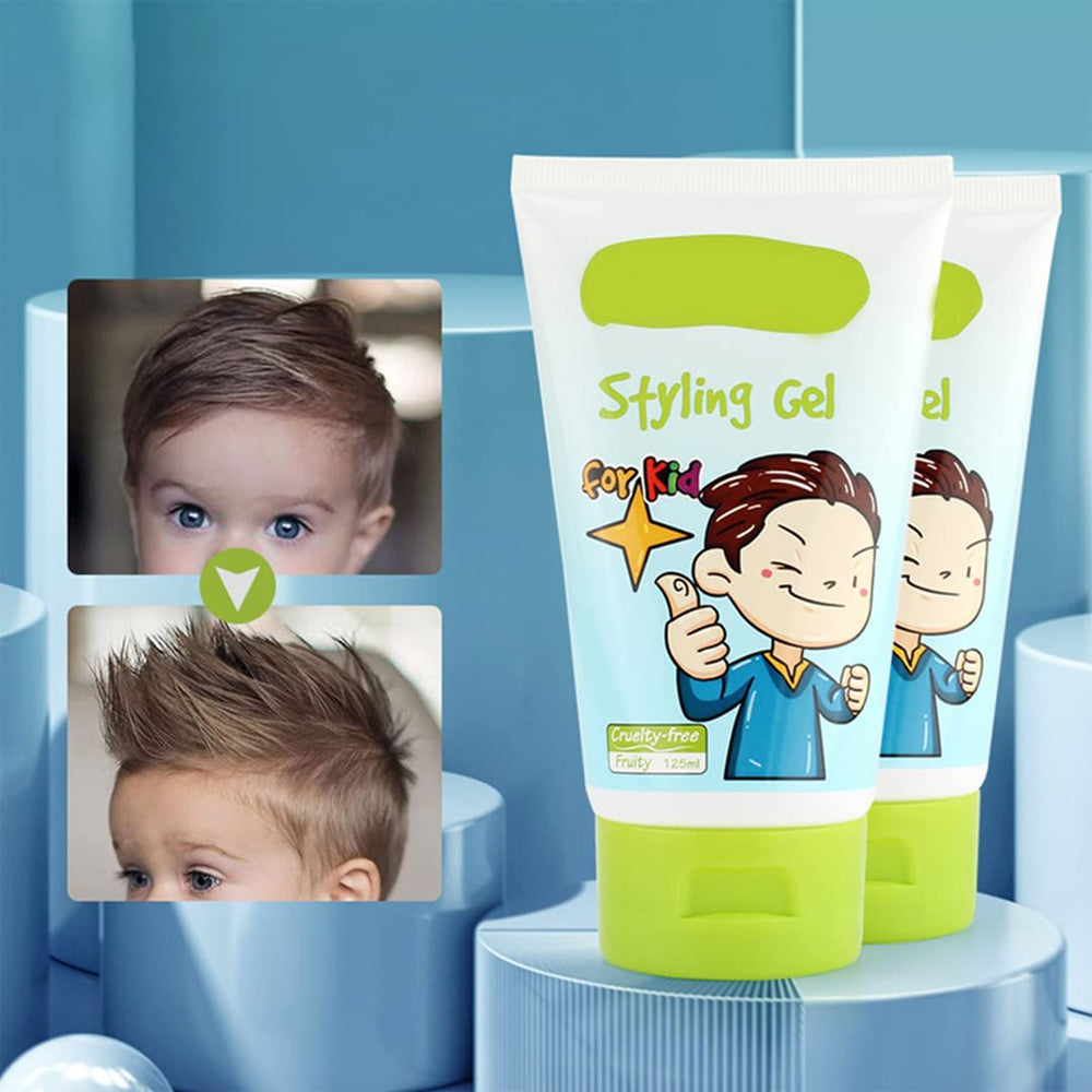 gowwim Kids Fresh Styling Hair Gel kid hair style image demonstrates medium-strong hold.