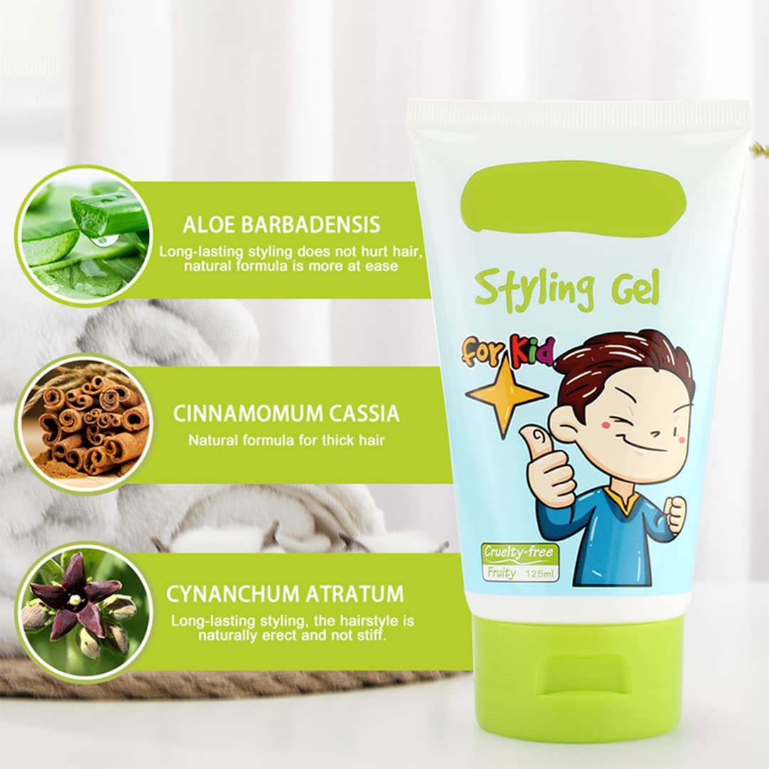 gowwim Kids Fresh Styling Hair Gel pump-dispense view highlights easy application.