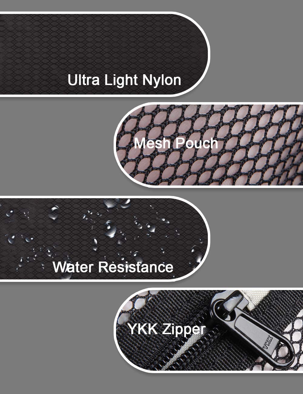 GOX black cosmetics bag close-up stitching plus waterproof pocket for outdoor adventures