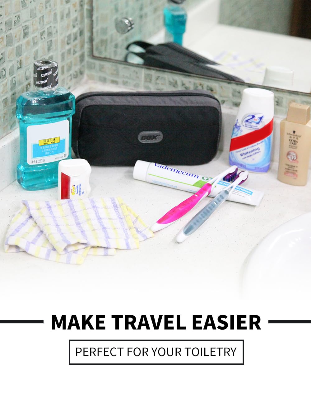 GOX toiletry bag uses waterproof and dustproof 420D ripstop material for travel durability
