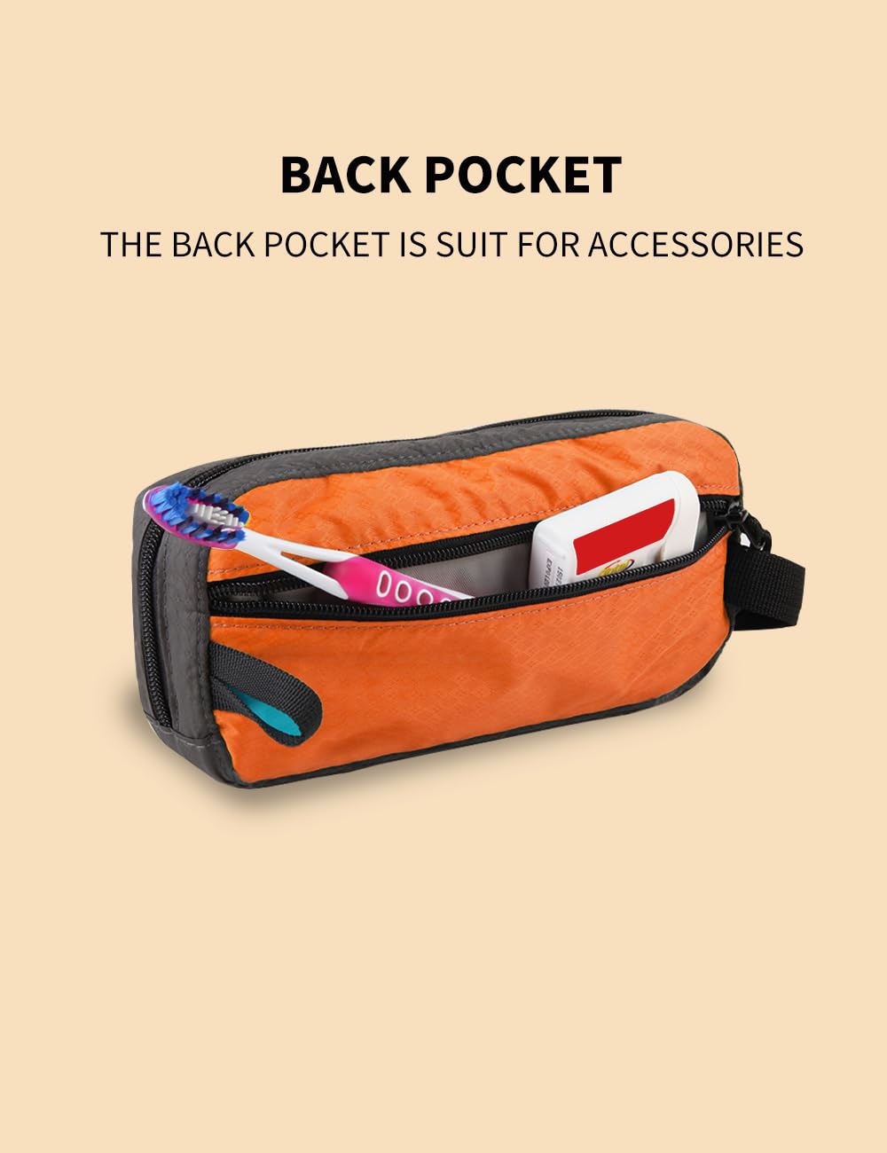 GOX premium YKK zipper offers durable, smooth access to belongings.
