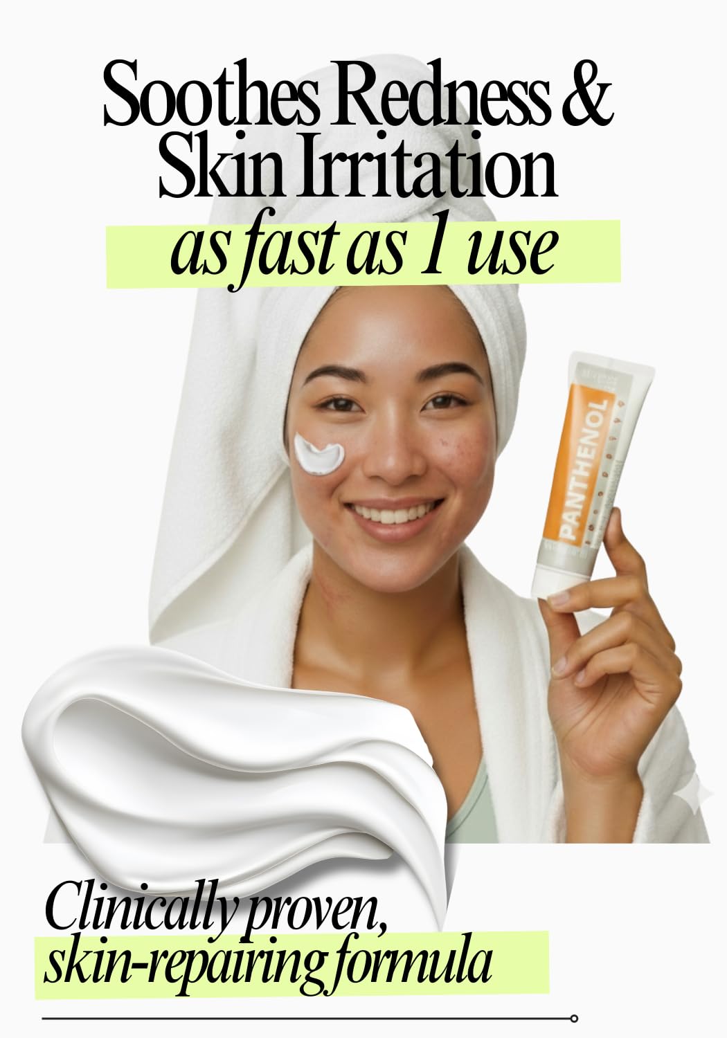 GPC Green Pharm Cosmetic panthenol-cream-application-swatch demonstrates soothing moisture at a glance.